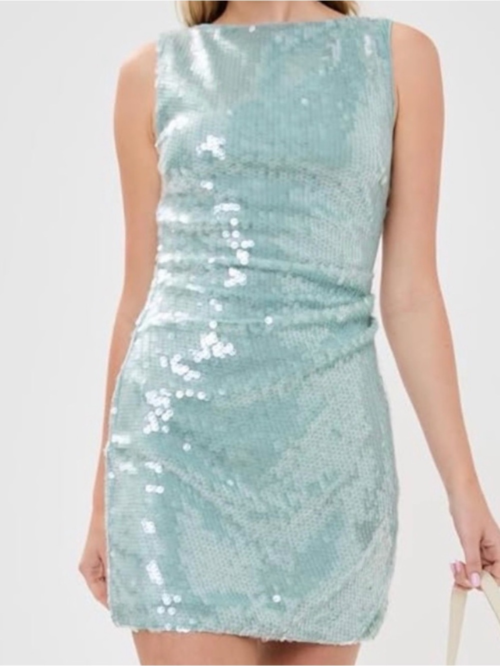 STAUD Sequin Mini Dress in Mint Green